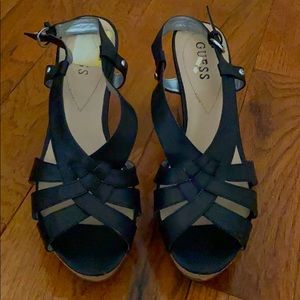 Guess Black Cris Cross Wedges WGKAYCE